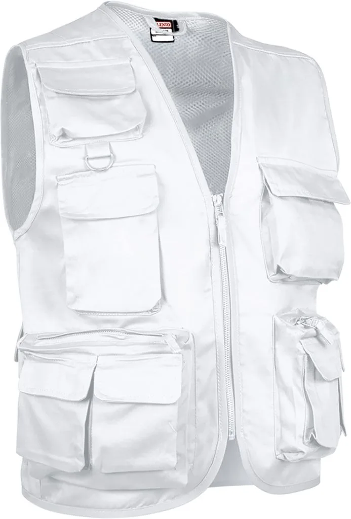 Gilet multipoches personnalisé, pratique sur le terrain (CHVASAF), Blanc, photo 2