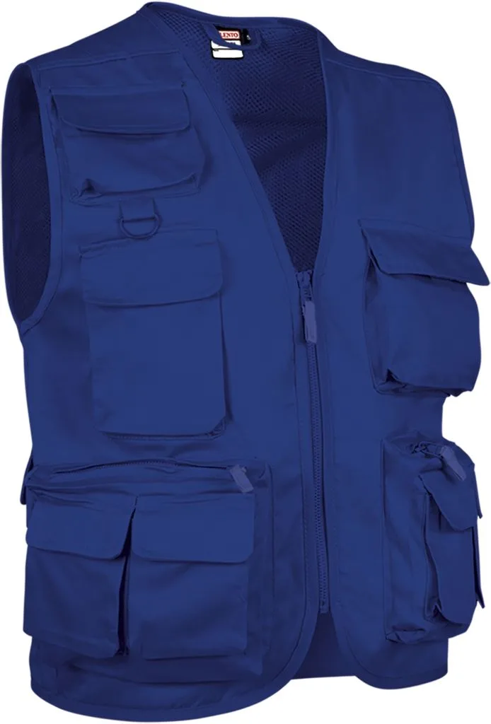 Gilet multipoches personnalisé, pratique sur le terrain (CHVASAF), Bleu Azur, photo 3