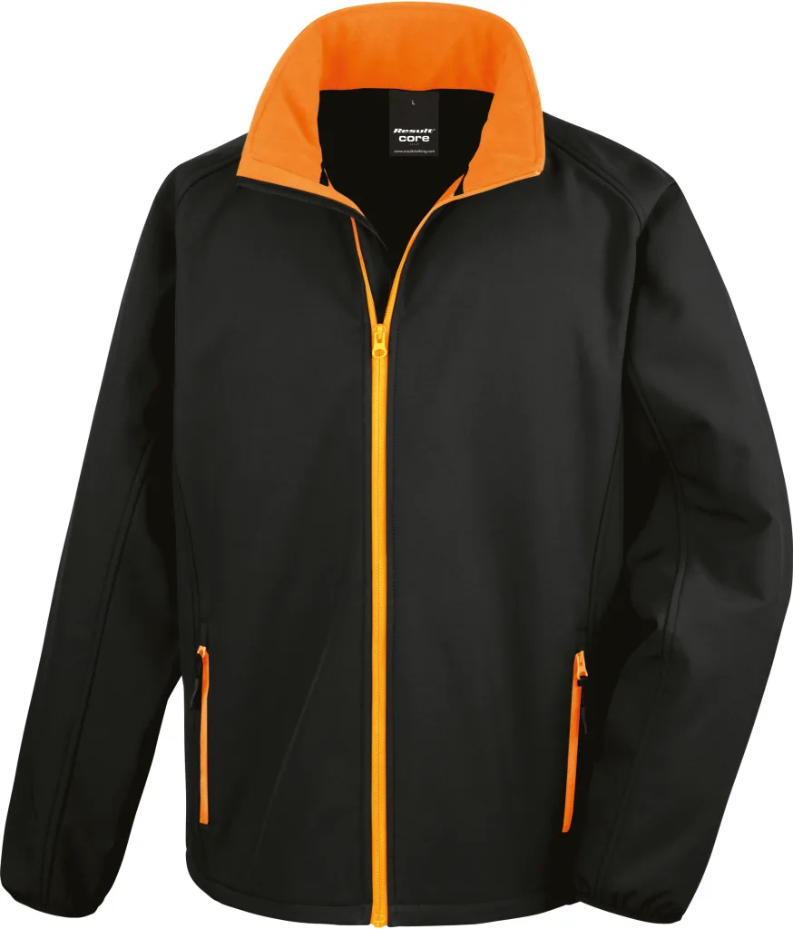 Veste softshell homme personnalisée, légère et coupe-vent (R231M), Black/Orange, photo 3