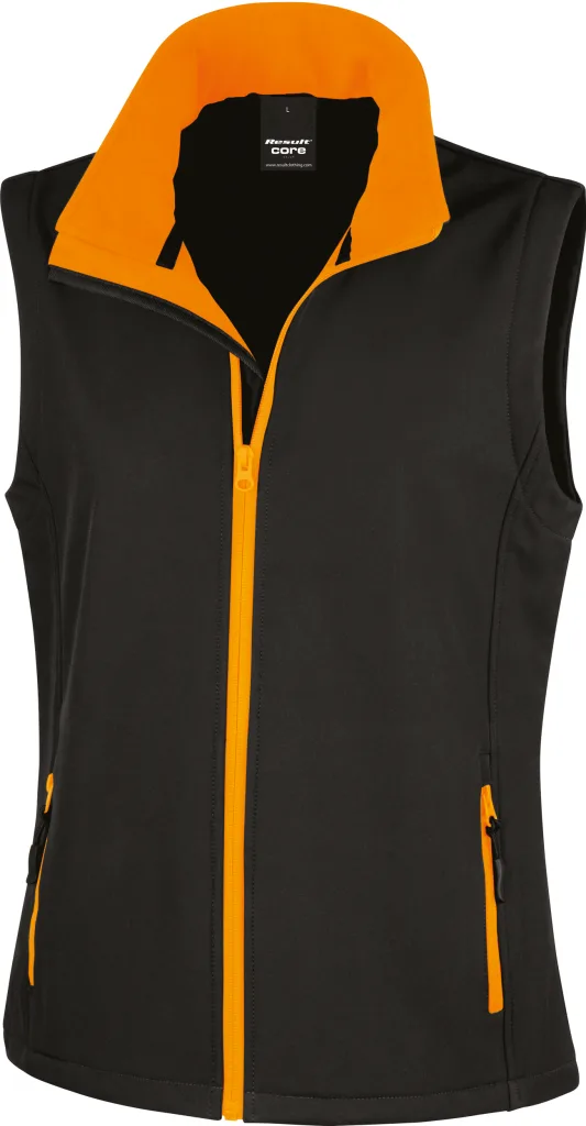 Gilet softshell femme personnalisé, sans manches et cintré (R232F), Black/Orange, photo 4
