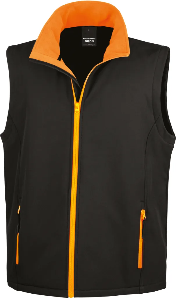 Gilet softshell homme personnalisé, sans manches coupe-vent (R232M), Black/Orange, photo 7