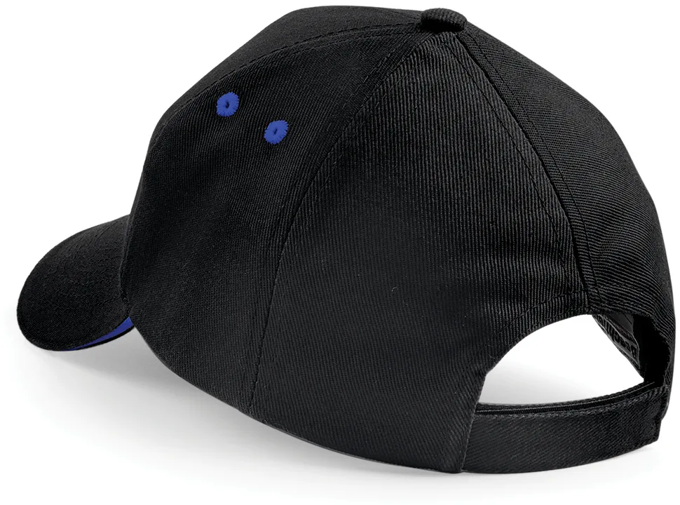 Casquette bicolore personnalisée, visière sandwich (B15C), Black - Bright Royal, photo 3