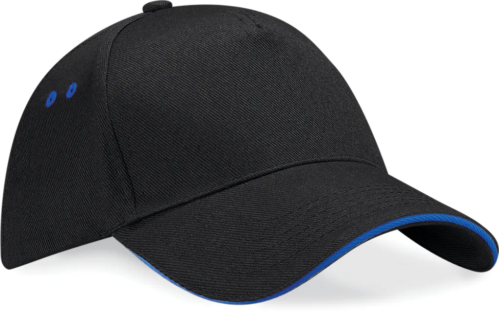Casquette bicolore personnalisée, visière sandwich (B15C), Black - Bright Royal, photo 2