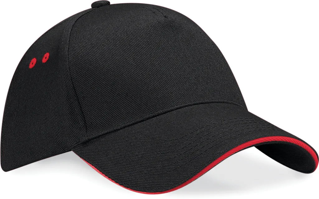 Casquette bicolore personnalisée, visière sandwich (B15C), Black - Classic Red, photo 4