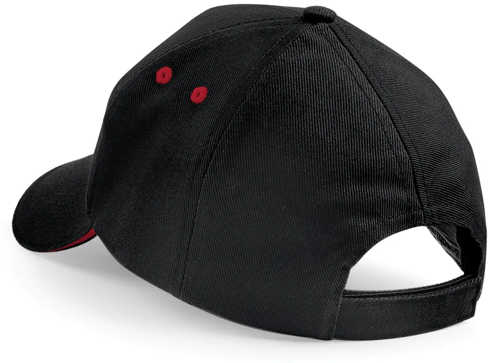 Casquette bicolore personnalisée, visière sandwich (B15C), Black - Classic Red, photo 5