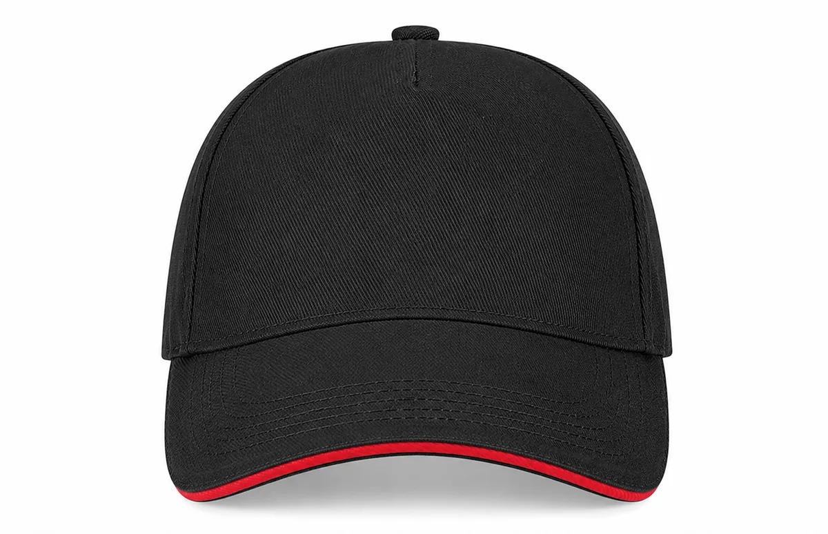 Casquette bicolore personnalisée, visière sandwich (B15C), Black - Classic Red, photo 6