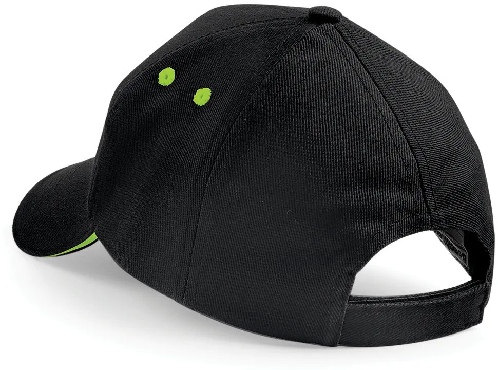 Casquette bicolore personnalisée, visière sandwich (B15C), Black - Lime Green, photo 12