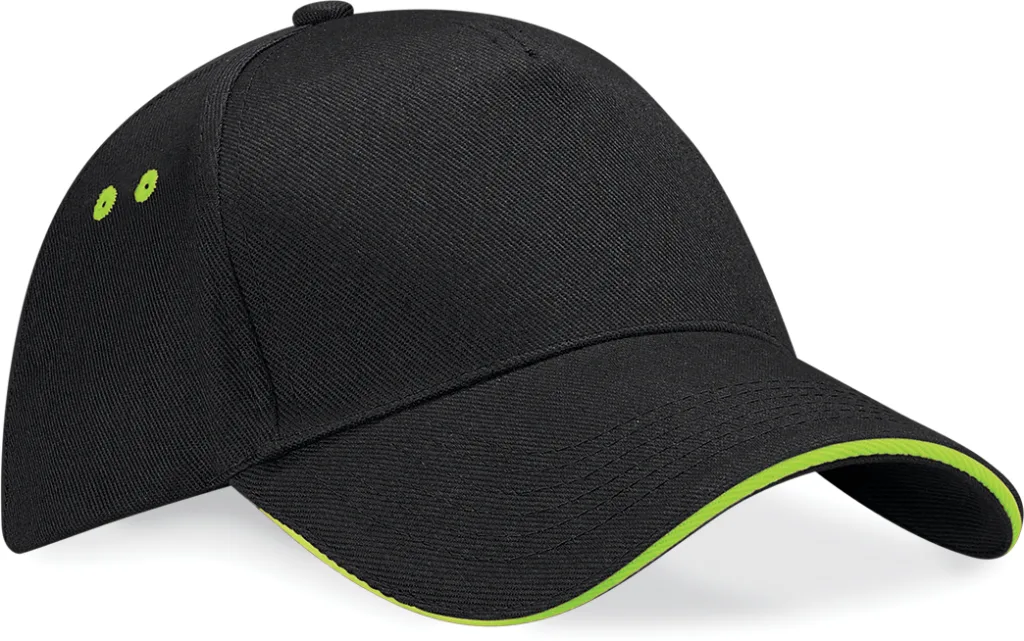 Casquette bicolore personnalisée, visière sandwich (B15C), Black - Lime Green, photo 11