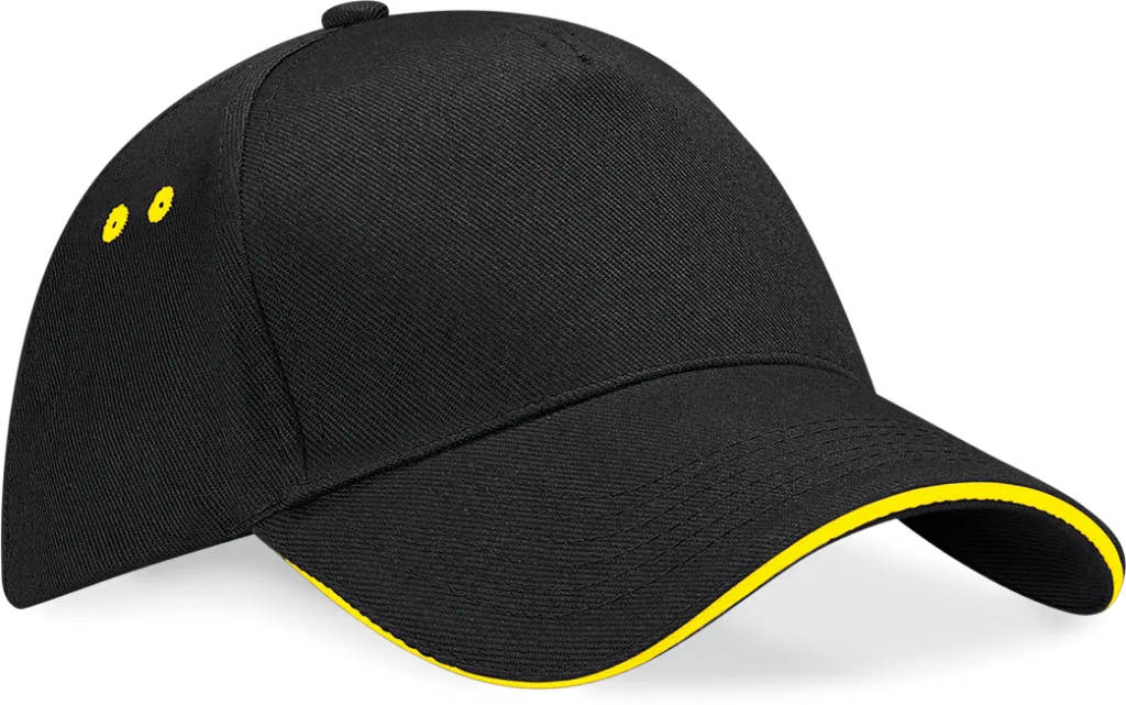 Casquette bicolore personnalisée, visière sandwich (B15C), Black - Yellow, photo 15