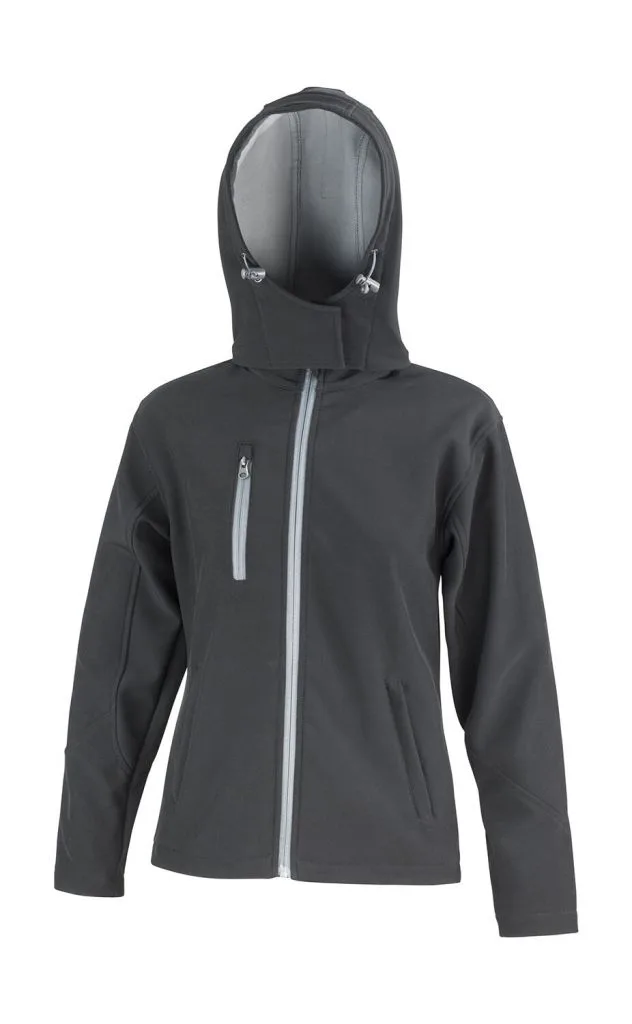Veste softshell femme à capuche personnalisée, imperméable (R230F), Black/Grey, photo 3