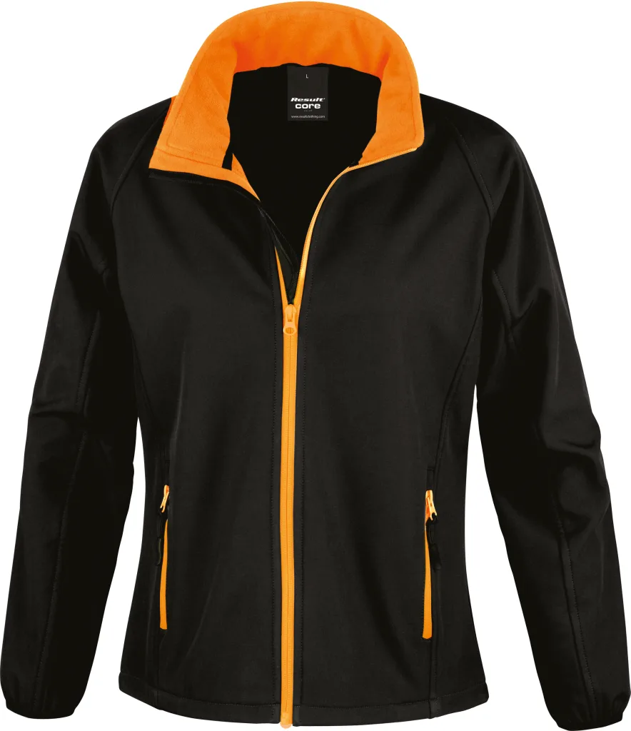 Veste softshell femme légère personnalisée, coupe-vent (R231F), Black/Orange, photo 3