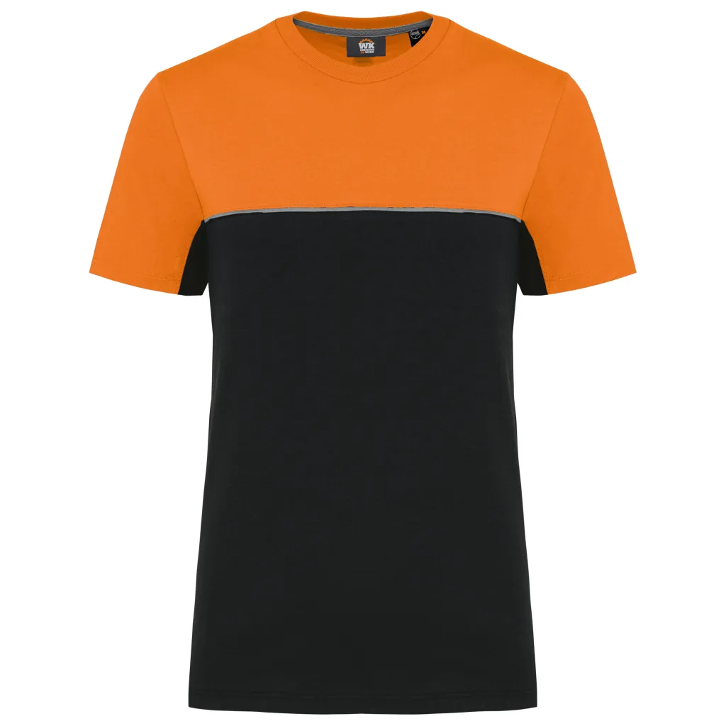 T-shirt bicolore recyclé personnalisé, écoresponsable (WK304), Black / Orange, photo 8