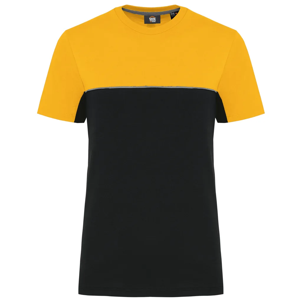 T-shirt bicolore recyclé personnalisé, écoresponsable (WK304), Black / Yellow, photo 12